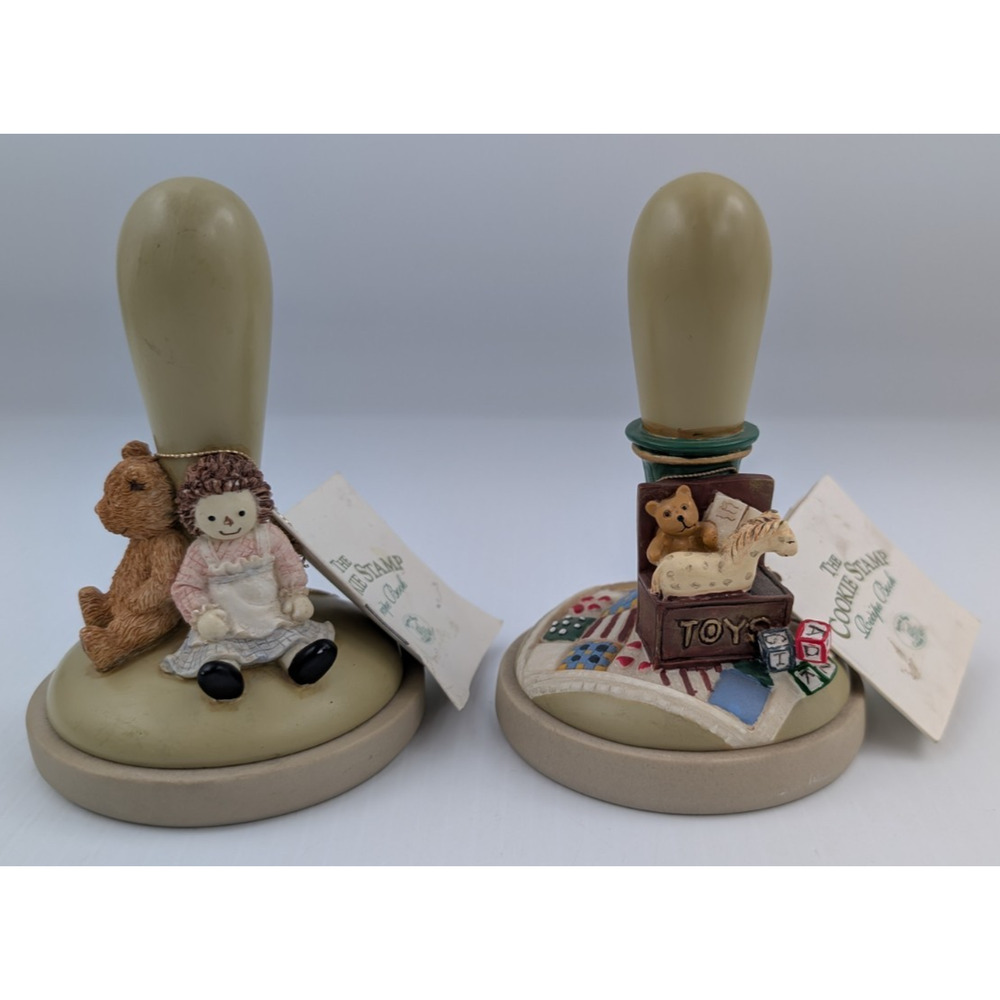 Vintage Brown Bag Cookie Art Cookie Stamps Toy Chest & Teddy Bear with Doll